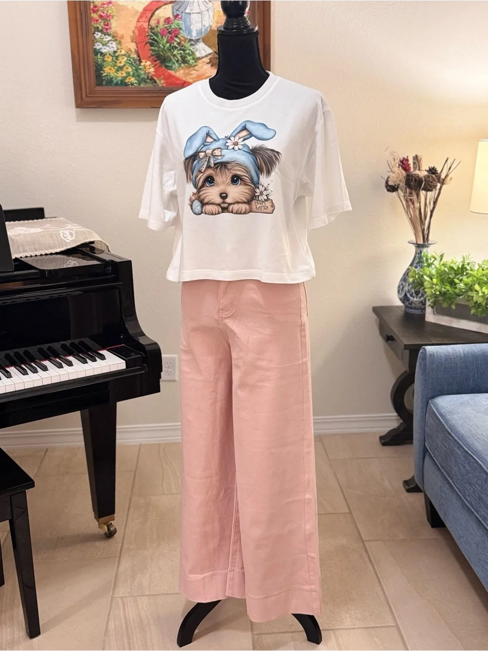 Cute Puppy Graphic Cotton Tee